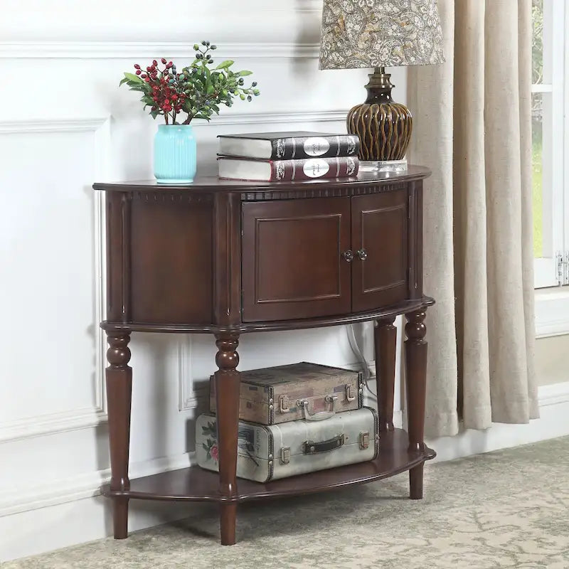 Console demi-lune marron