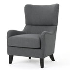 Fauteuil d'appoint dossier haut Charcoal 27 avec dossier à oreilles et pieds en bouleau
