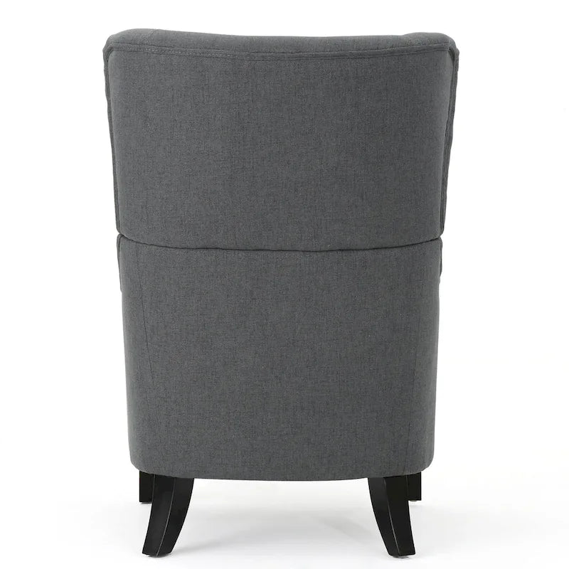 Fauteuil d'appoint dossier haut Charcoal 27 avec dossier à oreilles et pieds en bouleau