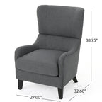 Fauteuil d'appoint dossier haut Charcoal 27 avec dossier à oreilles et pieds en bouleau