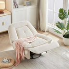 Fauteuil inclinable, pivotant et coulissant en velours côtelé beige/gris – Inclinaison manuelle, pivotement à 360°, une place
