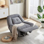Fauteuil inclinable, pivotant et coulissant en velours côtelé beige/gris – Inclinaison manuelle, pivotement à 360°, une place