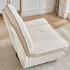 Fauteuil inclinable, pivotant et coulissant en velours côtelé beige/gris – Inclinaison manuelle, pivotement à 360°, une place