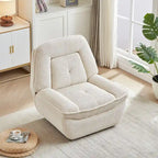 Fauteuil inclinable, pivotant et coulissant en velours côtelé beige/gris – Inclinaison manuelle, pivotement à 360°, une place