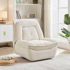 Fauteuil inclinable, pivotant et coulissant en velours côtelé beige/gris – Inclinaison manuelle, pivotement à 360°, une place