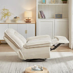 Fauteuil inclinable, pivotant et coulissant en velours côtelé beige/gris – Inclinaison manuelle, pivotement à 360°, une place