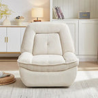 Fauteuil inclinable, pivotant et coulissant en velours côtelé beige/gris – Inclinaison manuelle, pivotement à 360°, une place