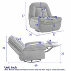 Fauteuil inclinable, pivotant et coulissant en velours côtelé beige/gris – Inclinaison manuelle, pivotement à 360°, une place