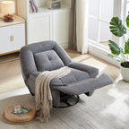 Fauteuil inclinable, pivotant et coulissant en velours côtelé beige/gris – Inclinaison manuelle, pivotement à 360°, une place