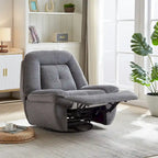 Fauteuil inclinable, pivotant et coulissant en velours côtelé beige/gris – Inclinaison manuelle, pivotement à 360°, une place