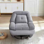 Fauteuil inclinable, pivotant et coulissant en velours côtelé beige/gris – Inclinaison manuelle, pivotement à 360°, une place