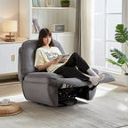Fauteuil inclinable, pivotant et coulissant en velours côtelé beige/gris – Inclinaison manuelle, pivotement à 360°, une place
