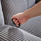 Fauteuil inclinable, pivotant et coulissant en velours côtelé beige/gris – Inclinaison manuelle, pivotement à 360°, une place