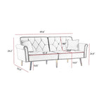 Velvet Tufted Sofa Couch with 2 Pillows and Nailhead Trim