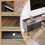 Meuble TV 160 cm, café foncé et noir, style Mid-Century, compatible avec les téléviseurs jusqu'à 70"