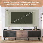 Meuble TV 160 cm, café foncé et noir, style Mid-Century, compatible avec les téléviseurs jusqu'à 70"