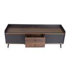 Meuble TV 160 cm, café foncé et noir, style Mid-Century, compatible avec les téléviseurs jusqu'à 70"