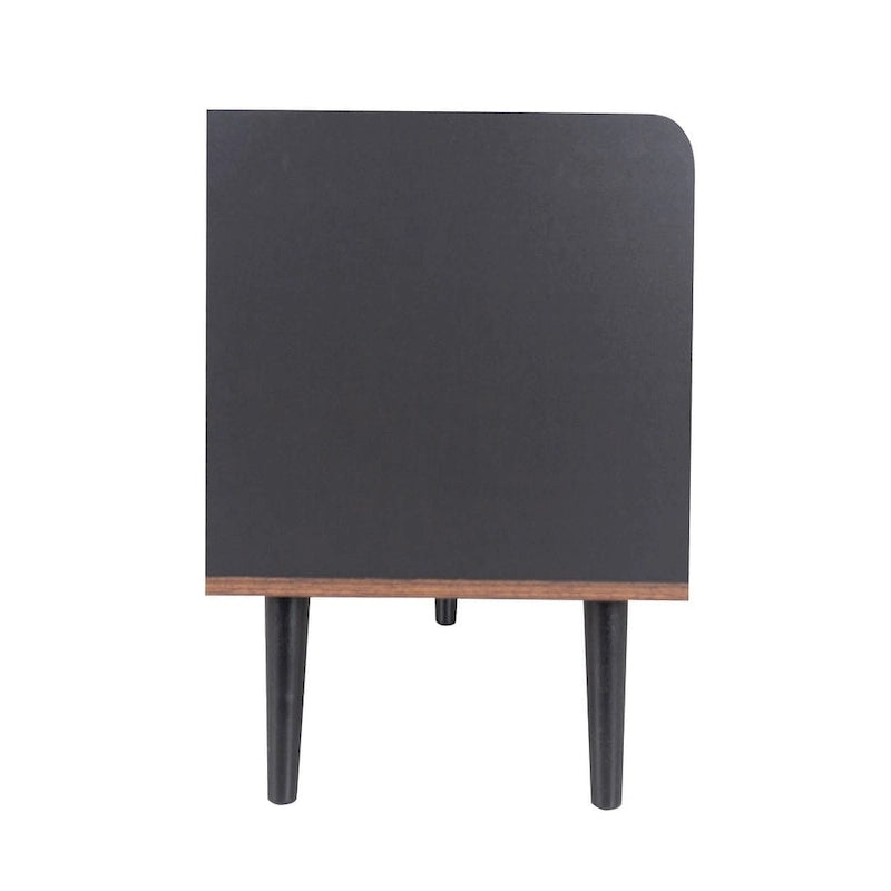Meuble TV 160 cm, café foncé et noir, style Mid-Century, compatible avec les téléviseurs jusqu'à 70"