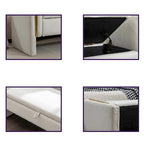Banc de rangement en velours gris clair/ivoire avec accoudoir, style moderne, une place