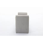 Banc de rangement en velours gris clair/ivoire avec accoudoir, style moderne, une place