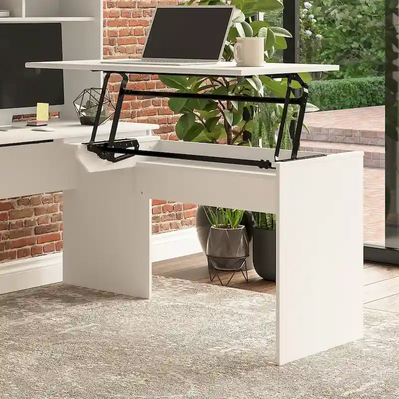 Retour de bureau assis-debout en L, réglable sur 3 hauteurs, pour un seul utilisateur