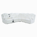 Canapé d'angle inclinable de luxe 5 et 6 places avec LED, USB, chargement sans fil, Bluetooth et rangement