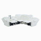 Canapé d'angle inclinable de luxe 5 et 6 places avec LED, USB, chargement sans fil, Bluetooth et rangement