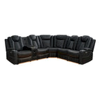 Canapé d'angle inclinable de luxe 5 et 6 places avec LED, USB, chargement sans fil, Bluetooth et rangement