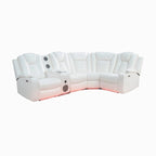 Canapé d'angle inclinable de luxe 5 et 6 places avec LED, USB, chargement sans fil, Bluetooth et rangement