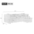 Canapé sectionnel, canapé d'angle avec pouf de rangement mobile, 2 ports USB et 2 oreillers, canapé capitonné et rembourré pour salon