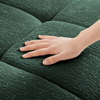 110.2 Ensemble canapé 3 places en chenille avec ottoman et coussins, cadre en bois massif et coussins haute résilience