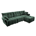 110.2 Ensemble canapé 3 places en chenille avec ottoman et coussins, cadre en bois massif et coussins haute résilience