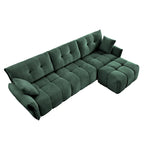 110.2 Ensemble canapé 3 places en chenille avec ottoman et coussins, cadre en bois massif et coussins haute résilience