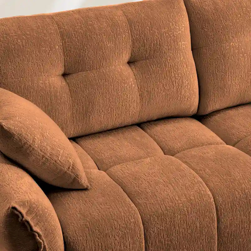 110.2 Ensemble canapé 3 places en chenille avec ottoman et coussins, cadre en bois massif et coussins haute résilience