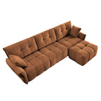110.2 Ensemble canapé 3 places en chenille avec ottoman et coussins, cadre en bois massif et coussins haute résilience