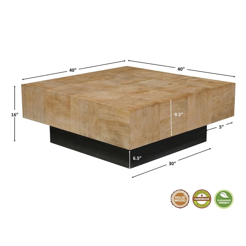 Ensemble de tables de salon 2 pièces en bois massif Caden