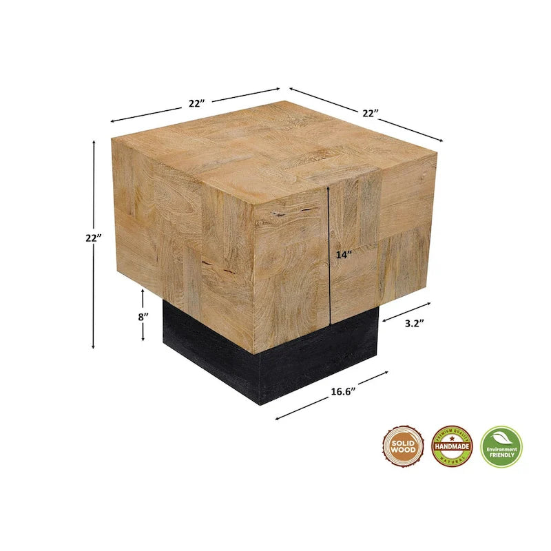Ensemble de tables de salon 2 pièces en bois massif Caden