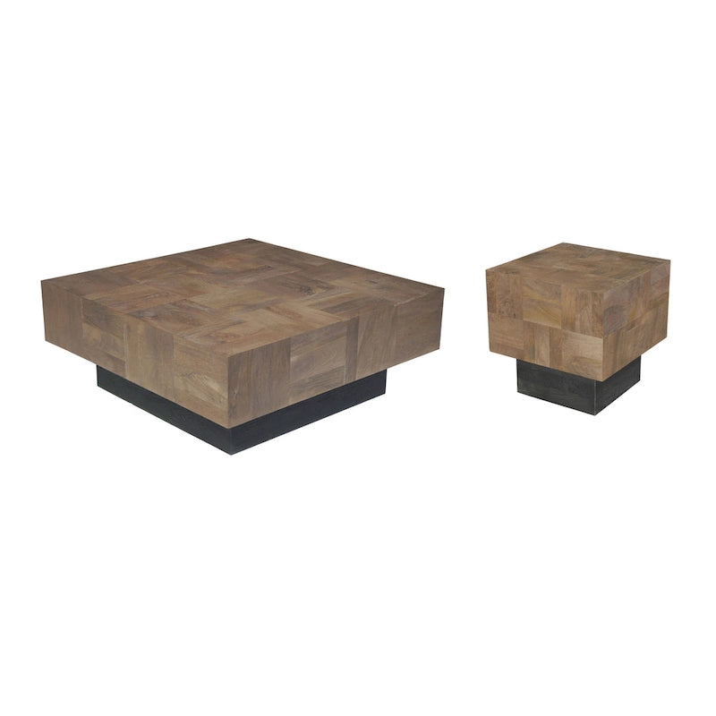 Ensemble de tables de salon 2 pièces en bois massif Caden