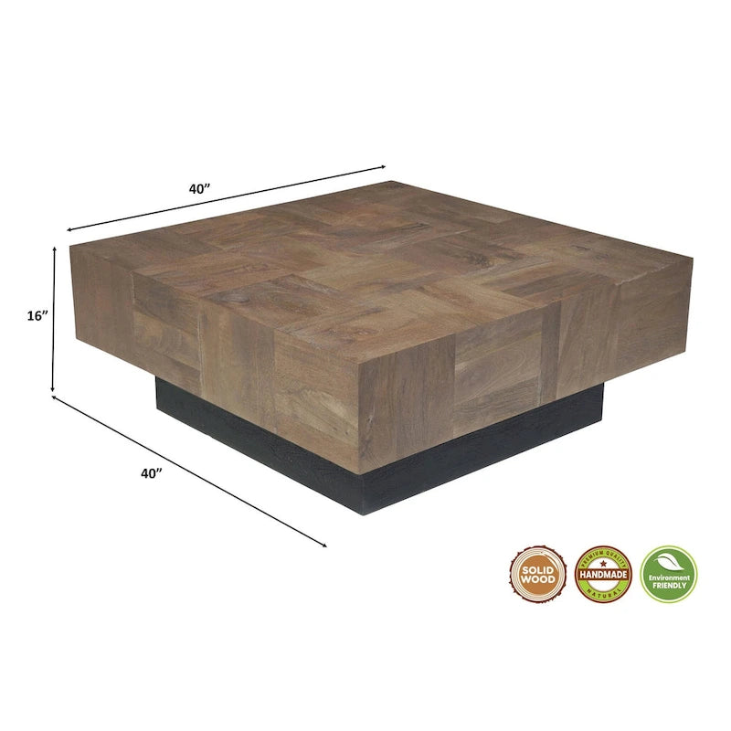 Ensemble de tables de salon 2 pièces en bois massif Caden