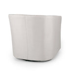 Fauteuil pivotant, style baril rond classique, tissu beige blé