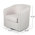 Fauteuil pivotant, style baril rond classique, tissu beige blé