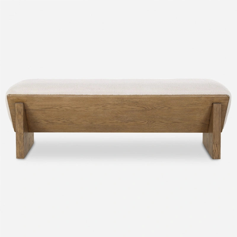 Banc en fausse fourrure de mouton ivoire, 2 places, 150 cm