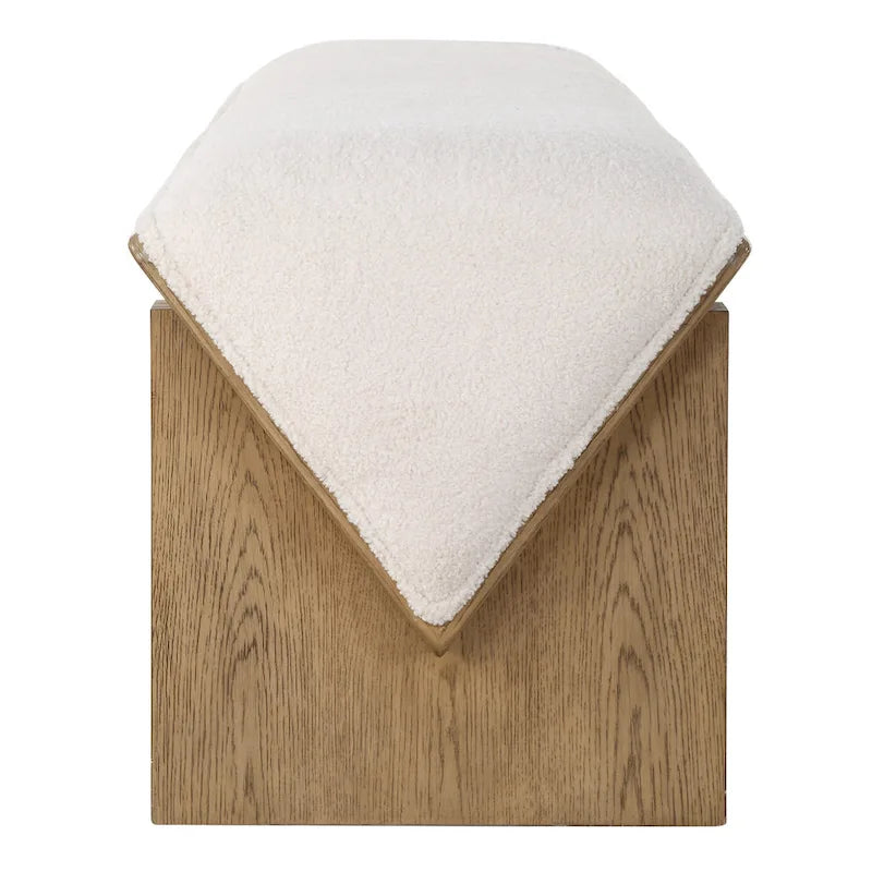Banc en fausse fourrure de mouton ivoire, 2 places, 150 cm