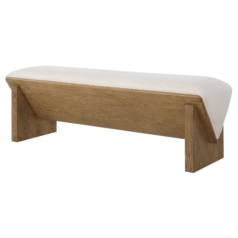 Banc en fausse fourrure de mouton ivoire, 2 places, 150 cm
