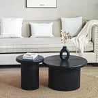 Ensemble de tables basses rondes modernes, combinaison double table basse avec pied de table cannelé, pour salon