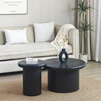 Ensemble de tables basses rondes modernes, combinaison double table basse avec pied de table cannelé, pour salon