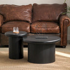 Ensemble de tables basses rondes modernes, combinaison double table basse avec pied de table cannelé, pour salon