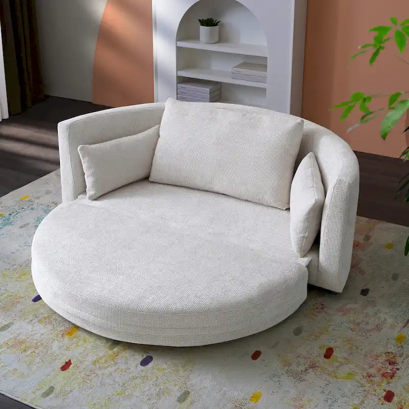 Fauteuil-lit pliant en lin, lit de sol, lit circulaire, canapé-futon réglable, canapé-lit pliant paresseux pour salon
