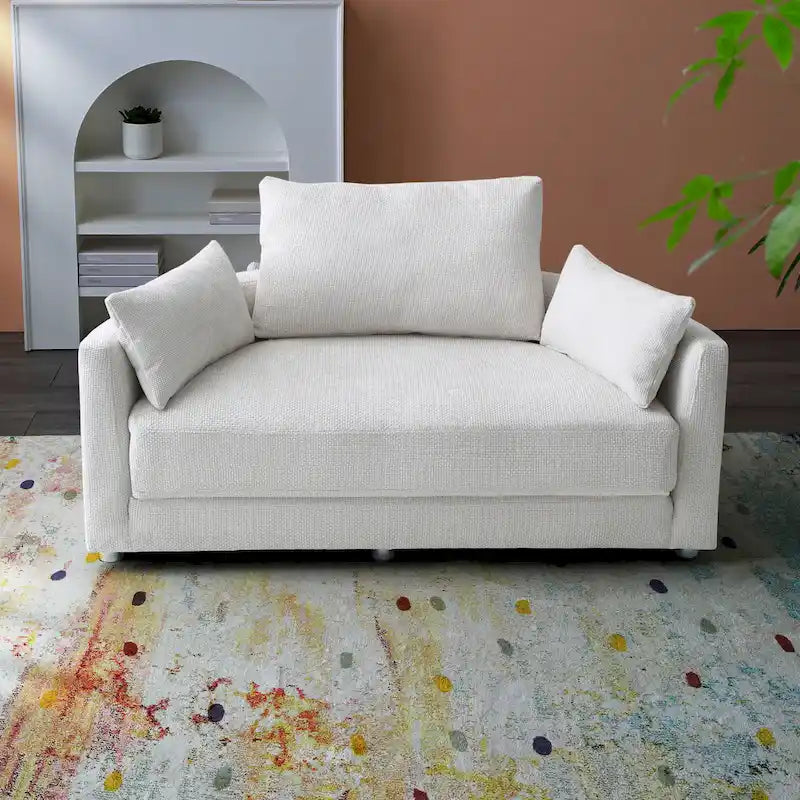Fauteuil-lit pliant en lin, lit de sol, lit circulaire, canapé-futon réglable, canapé-lit pliant paresseux pour salon