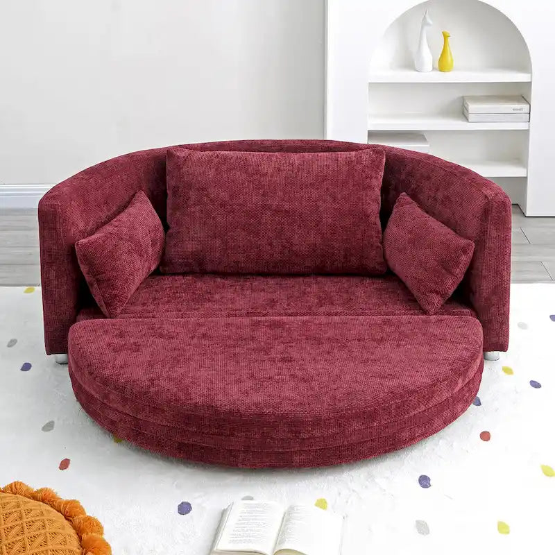 Fauteuil-lit pliant en lin, lit de sol, lit circulaire, canapé-futon réglable, canapé-lit pliant paresseux pour salon